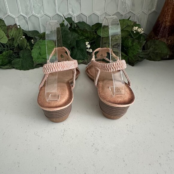 Elegant Rhinestone Embellished Rose Gold Sandals Size 39 - Picture 6 of 7